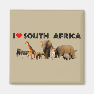 Ik hart Zuid-Afrika Wildlife Collage Magneet