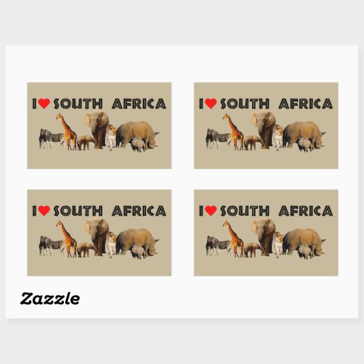 Ik hart Zuid-Afrika Wildlife Collage Rechthoekige Sticker (Vel)