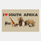 Ik hart Zuid-Afrika Wildlife Collage Rechthoekige Sticker (Voorkant)