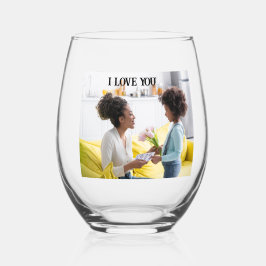 Ik hartje je moederdag Stemless wijnglas Wijnglas Zonder Voet