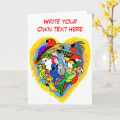 Ik hartritme schattige cartoon kaart (Gele Bloem)