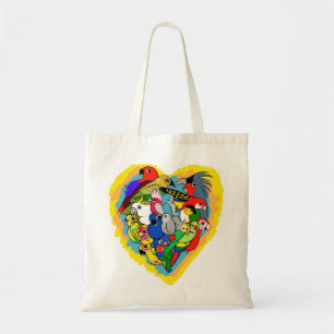 Ik hartritme schattige cartoon tote bag