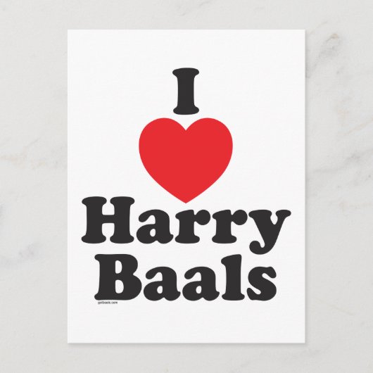 Ik 'Heart' Harry Baals Briefkaart (Voorkant)