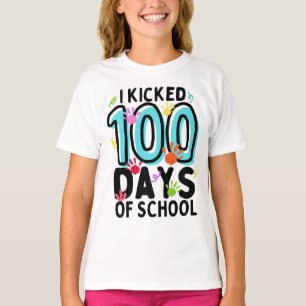 Ik heb 100 dagen geschopt op school kleurrijke pal t-shirt
