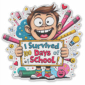 Ik heb 100 dagen op school overleefd sticker (Voorkant)
