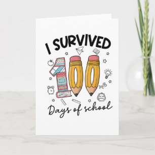 Ik heb 100 dagen school overleefd Cute 100 dagen Kaart