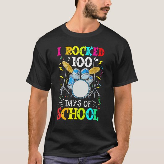 Ik heb 100 dagen van school Drums muziek 1 gerold T-shirt (Voorkant)