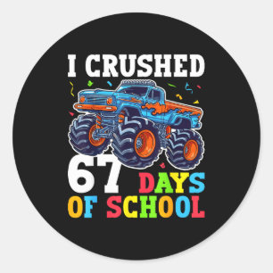 Ik Heb 67 Dagen School Overleefd 67e Dag Van Schoo Ronde Sticker