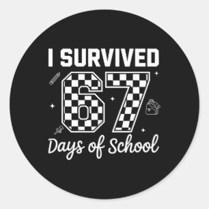 Ik heb 67 dagen school overleefd Docenten Kinderen Ronde Sticker