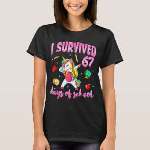 Ik heb 67 dagen school overleefd Eenhoorn Dabbing T-shirt