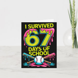 Ik heb 67 dagen school overleefd Funny 67 honkbal Kaart