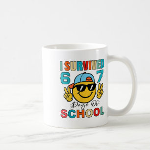 Ik heb 67 dagen school overleefd Funny 67 Meme Stu Koffiemok