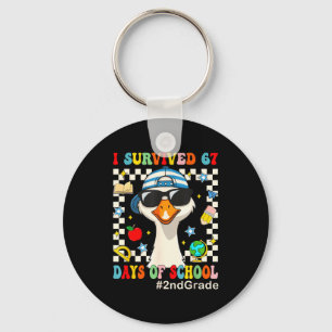 Ik heb 67 dagen school overleefd Funny Goose Jonge Sleutelhanger