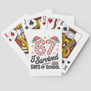 Ik heb 67 dagen school overleefd Funny Kerstmis Pokerkaarten