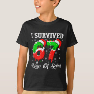 Ik heb 67 dagen school overleefd Funny Kerstmis  T-shirt
