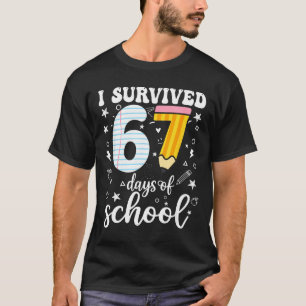 Ik heb 67 dagen school overleefd Funny Meme Leraar T-shirt
