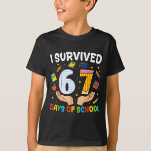 Ik heb 67 dagen school overleefd Funny Meme Leraar T-shirt