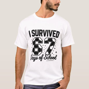 Ik heb 67 dagen school overleefd Funny Voetbal T-shirt