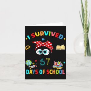 Ik heb 67 dagen school overleefd Funny Zwarte Kat Kaart