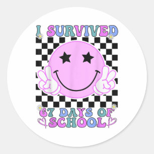 Ik heb 67 dagen school overleefd Grappig 67 meme S Ronde Sticker