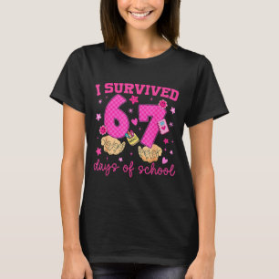 Ik heb 67 dagen school overleefd Grappige meme jon T-shirt