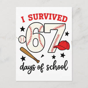 Ik heb 67 dagen school overleefd Honkbal Sport 100 Feestdagenkaart