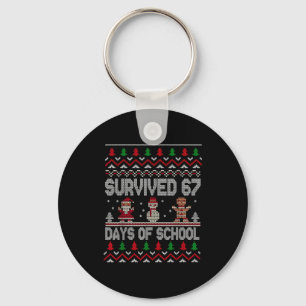 Ik heb 67 dagen school overleefd Kerst Student Tea Sleutelhanger