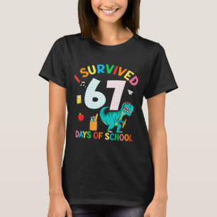 Ik heb 67 dagen school overleefd Trex Grappig 67 L T-shirt