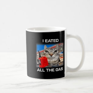 Ik heb alle gas opgegeten Funny Silly Starende Kat Koffiemok