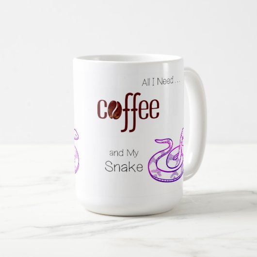 Ik heb alleen Coffee en mijn slang nodig Koffiemok (Voorkant rechts)