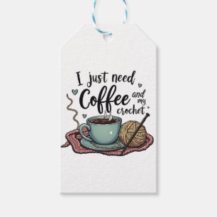 Ik heb alleen koffie en haken nodig cadeaulabel