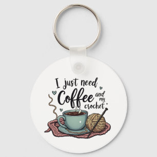 Ik heb alleen koffie en haken nodig sleutelhanger