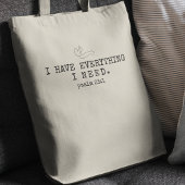 "Ik heb alles wat ik nodig heb", Canvas tas bijbel