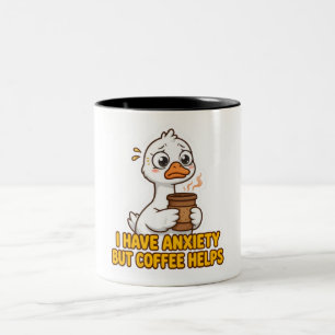 Ik heb angst maar koffie helpt grappig tweekleurige koffiemok