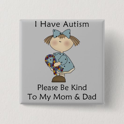 Ik heb autisme vierkante button 5,1 cm (Voorkant)
