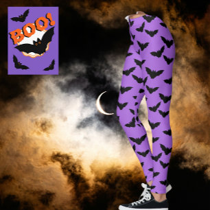 Ik heb Batty Paarse Haze Zwarte Vleermuizen Leggin Leggings