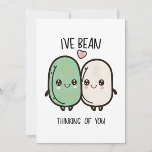 Ik heb Bean aan je gedacht Valentijnsdag Voedsel P Feestdagenkaart