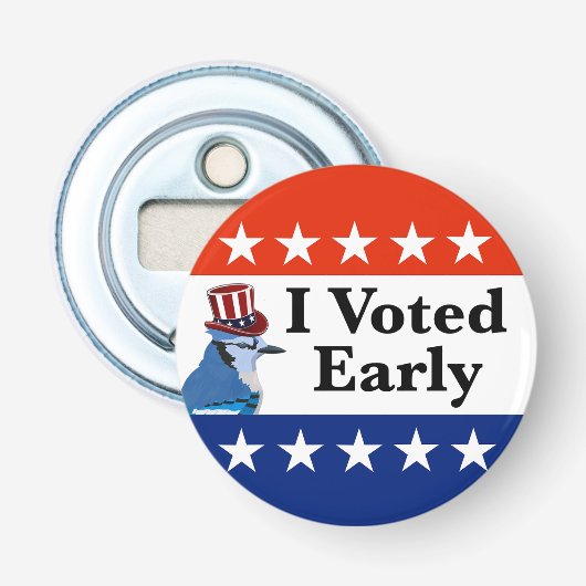 Ik heb begin 2026 gestemd button flesopener (Voorkant)