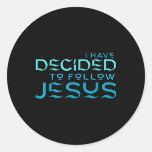 Ik Heb Besloten Jezus Te Volgen Doop Blauwe Letter Ronde Sticker