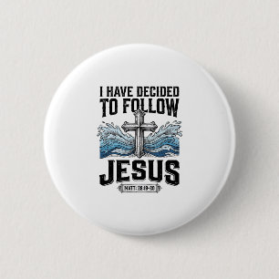 Ik heb besloten Jezus te volgen Vintage T-shirt Ronde Button 5,7 Cm