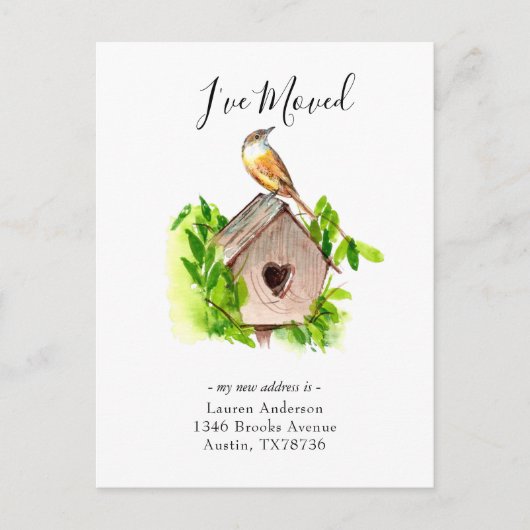 Ik heb Bird house Moving Notice Briefkaart (Voorkant)