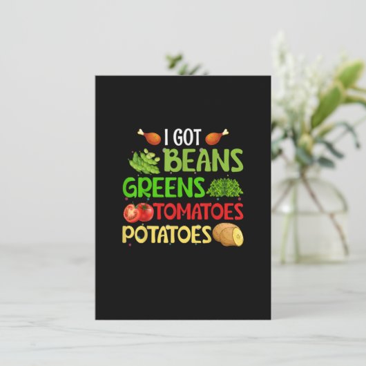 Ik heb bonen groene aardappelen tomaten Funny Than Kaart (Staand voorkant)