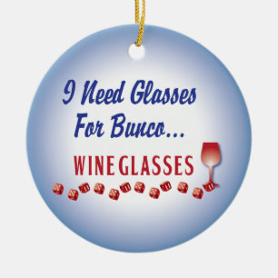 Ik heb bril nodig voor bunco... wijnglazen versier keramisch ornament