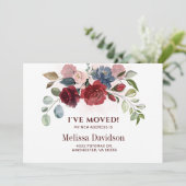 Ik heb Burgundy Floral Moving Aankondiging (Staand voorkant)