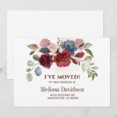 Ik heb Burgundy Floral Moving Aankondiging (Voorkant / Achterkant)