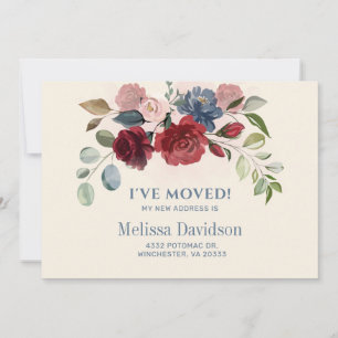 Ik heb Burgundy Floral Moving Announcement verplaa