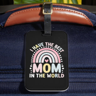 Ik heb de beste moeder in de wereld Boho Regenboog Bagagelabel
