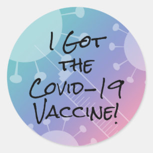Ik heb de Covid-19-vaccin roze gradiënt Ombre Ronde Sticker