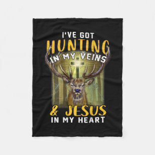 Ik heb de jacht in mijn aderen Jezus in mijn hart Fleece Deken