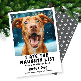 Ik heb de Naughty List Dog kerstfoto opgegeten Feestdagenkaart